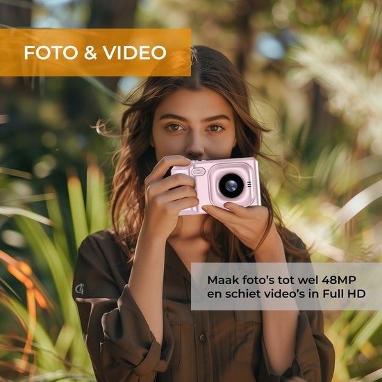 Denver - Digitale Camera Full HD - 48MP - Vlog Camera - Roze