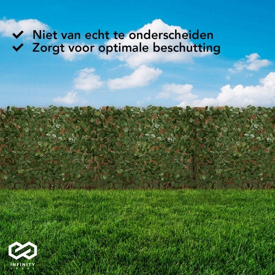 Infinity Goods Kunsthaag – Uitschuifbaar – 180 x 90 cm – Kunstklimop – Kunstplanten Voor Buiten En Binnen – Namaak Plant – Kunst Klimop – Uittrekbaar – Tuinscherm – Balkonscherm