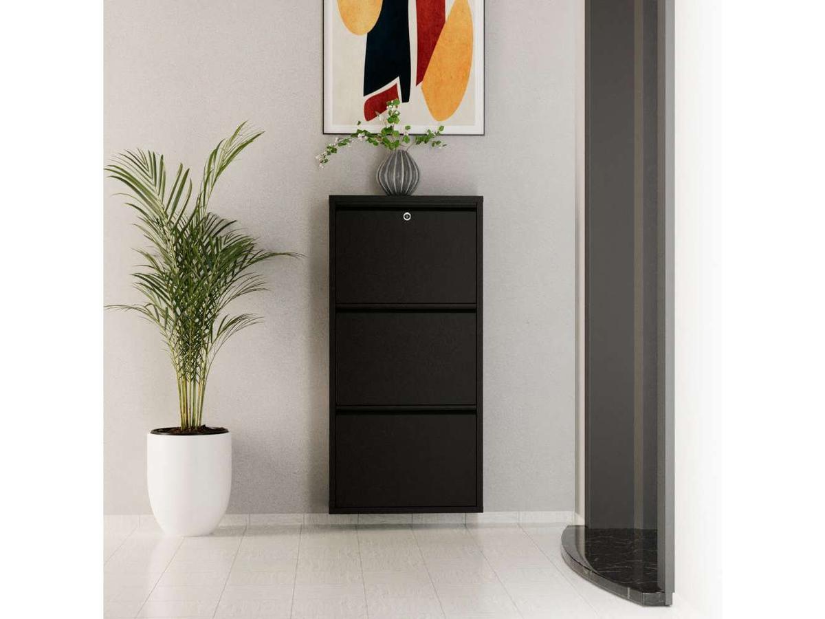 Kalune Metalen Schoenenkast - 3 Vakken - 50 x 103 cm - Zwart