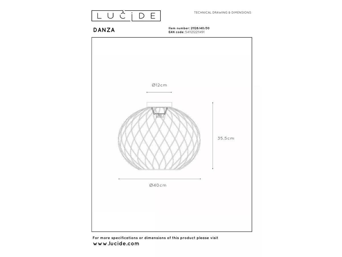 Lucide Danza Plafondlamp - Ø40 cm - 1x E27 Fitting - Zwart