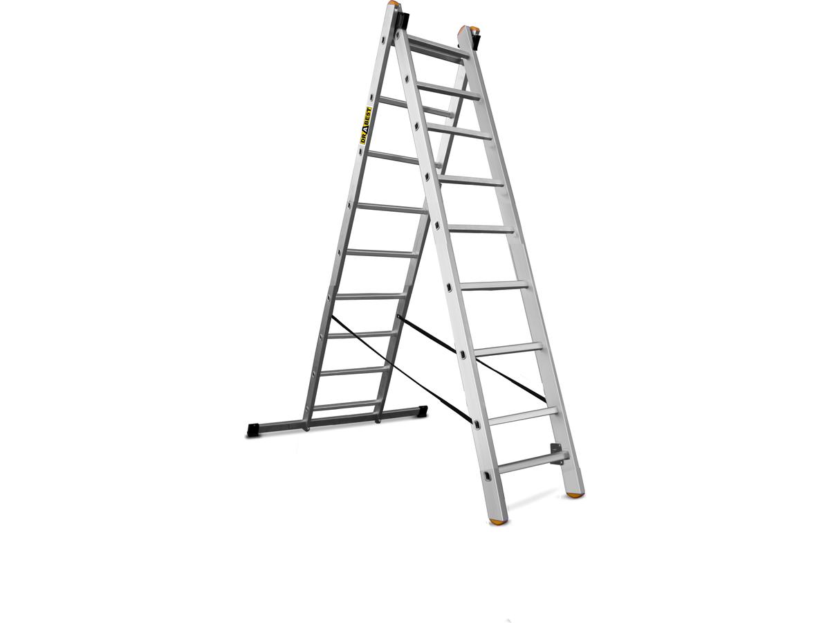 Drabest Combinatie Ladder - 2x 9 Treden - Aluminium - 2,70 m