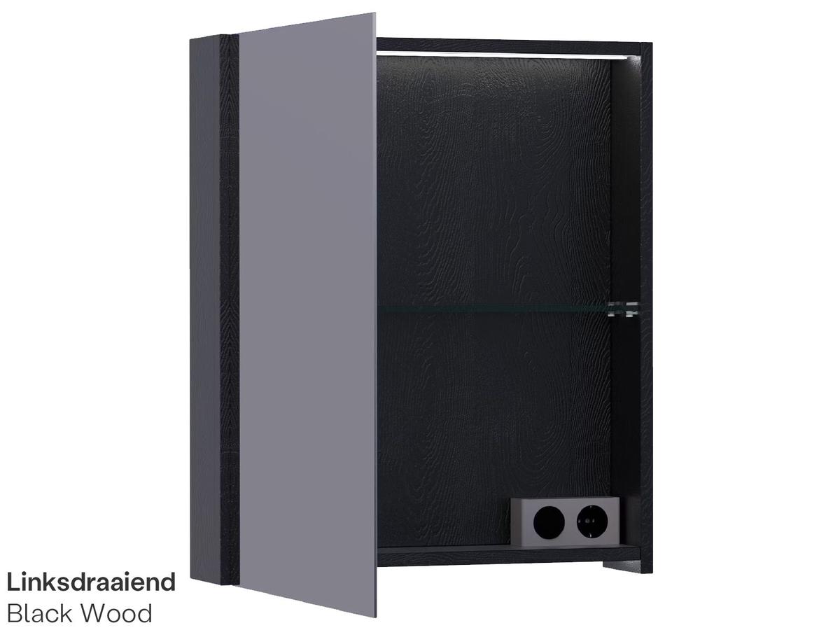 Brauer Dual 60 Black Wood Spiegelkast - 60 cm - Linksdraaiend