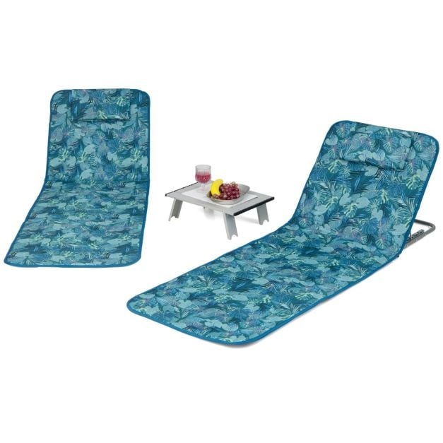 Coast Strandmatten en Bijzettafel - Set van 3 - Turquoiseblauw - Opvouwbaar