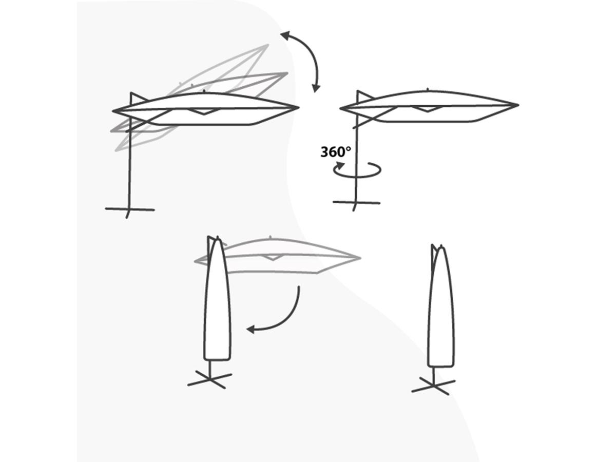 AXI Zweefparasol Marisol - Ø 300 cm - Taupe - White Pole