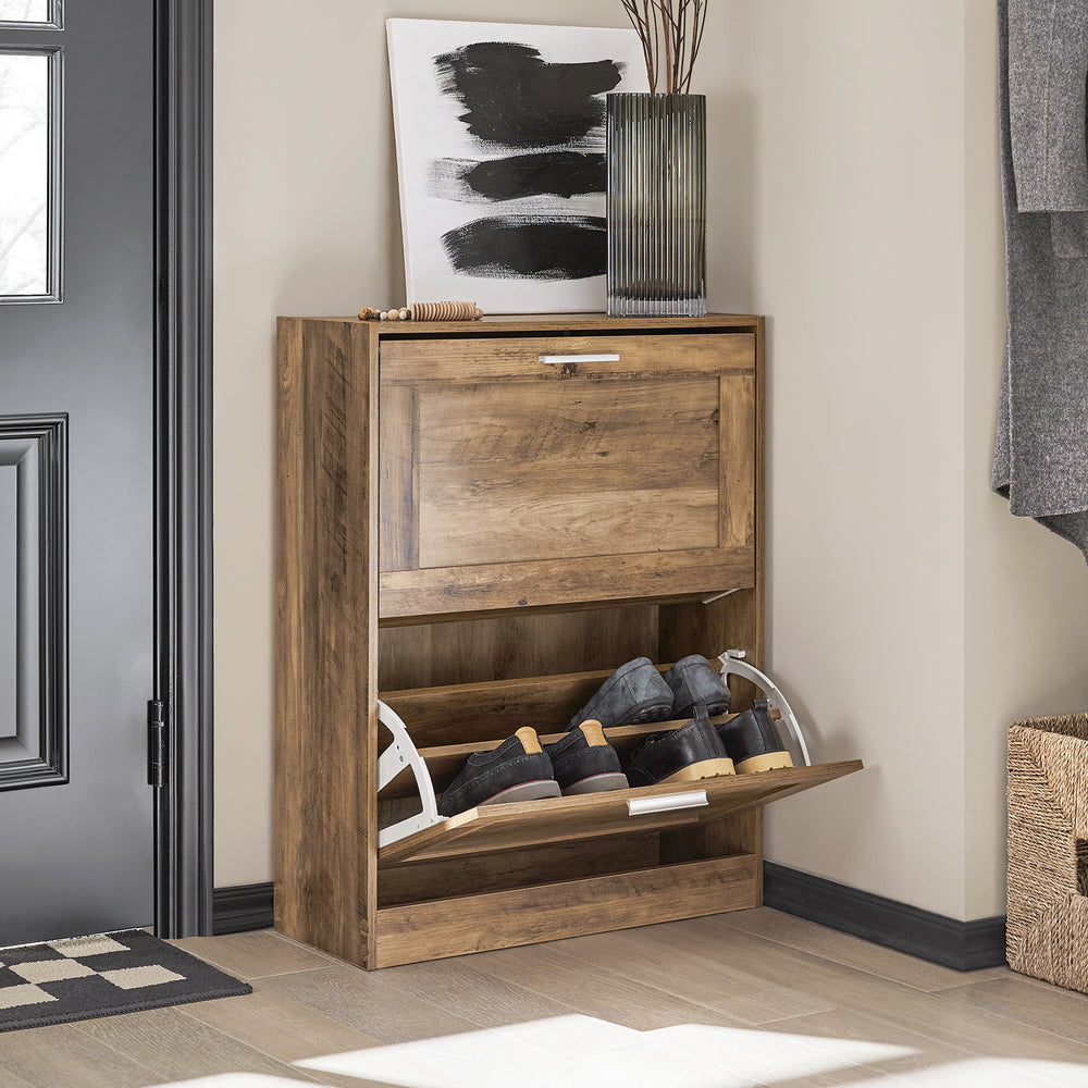 SoBuy Schoenenkast - Hout - 2 kleppen - 60x79x23cm