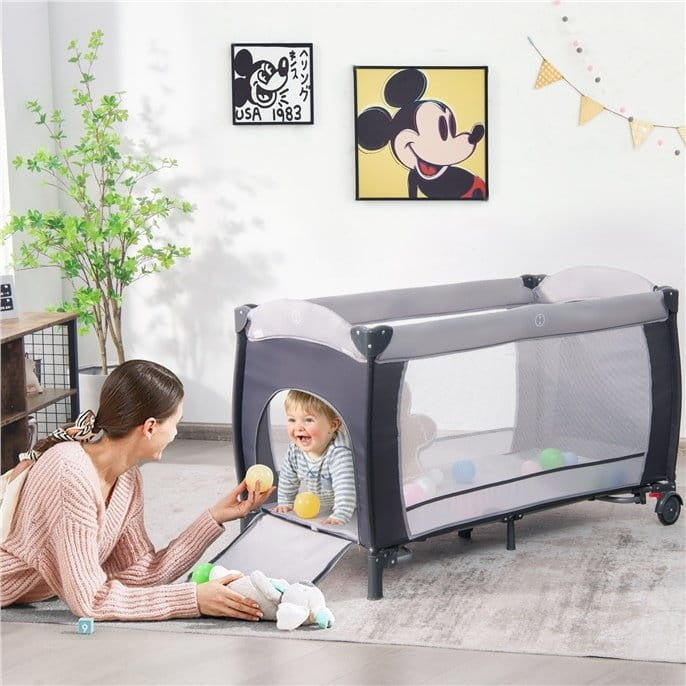 Coast Opvouwbaar Reisbedje voor Baby - Draagbaar - Grijs - 121 x 124 x 65 cm