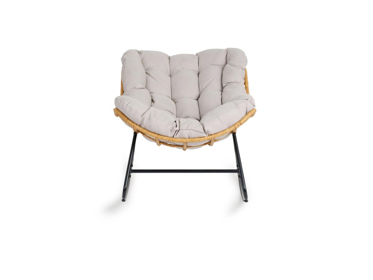 Lifa Garden Rotan Rocking Stoel met Kussen - Naturel - 110x70x90 cm