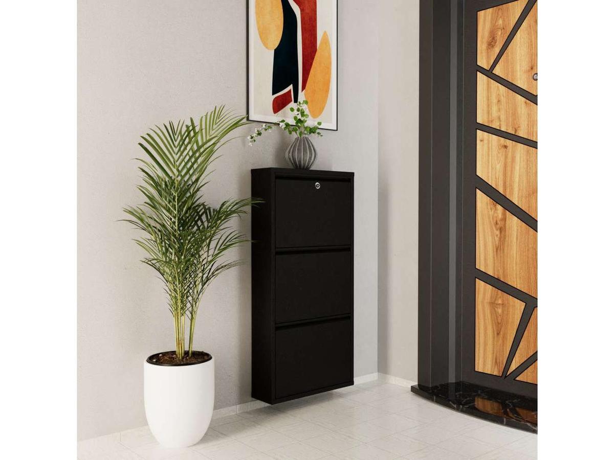 Kalune Metalen Schoenenkast - 3 Vakken - 50 x 103 cm - Zwart