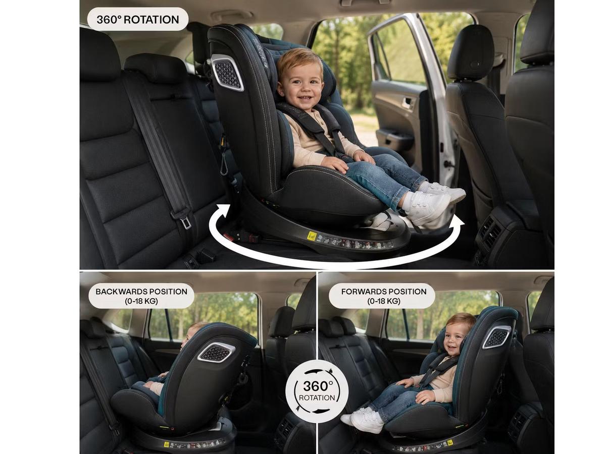 Carkids Noa I-Size Autostoeltje - 360° Draaibaar - Isofix + SPS - Zwart