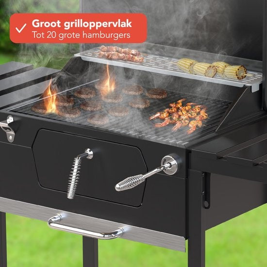 KitchenBrothers Smoker BBQ – Verstelbaar – 120,5 x 62,5 x 119,5 cm – Zwart