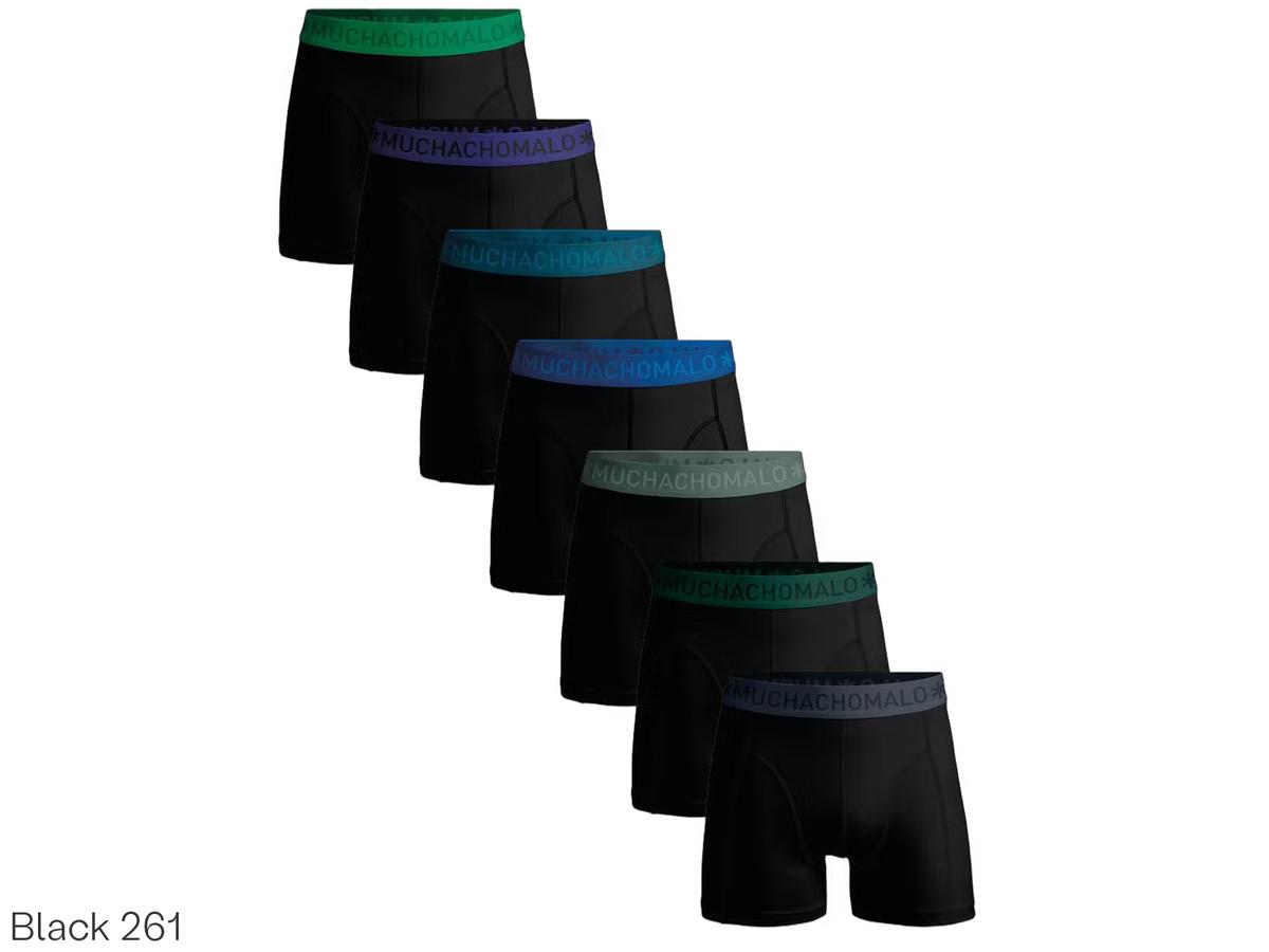 Muchachomalo Solid Boxershort Heren 7-Pack - Black - M
