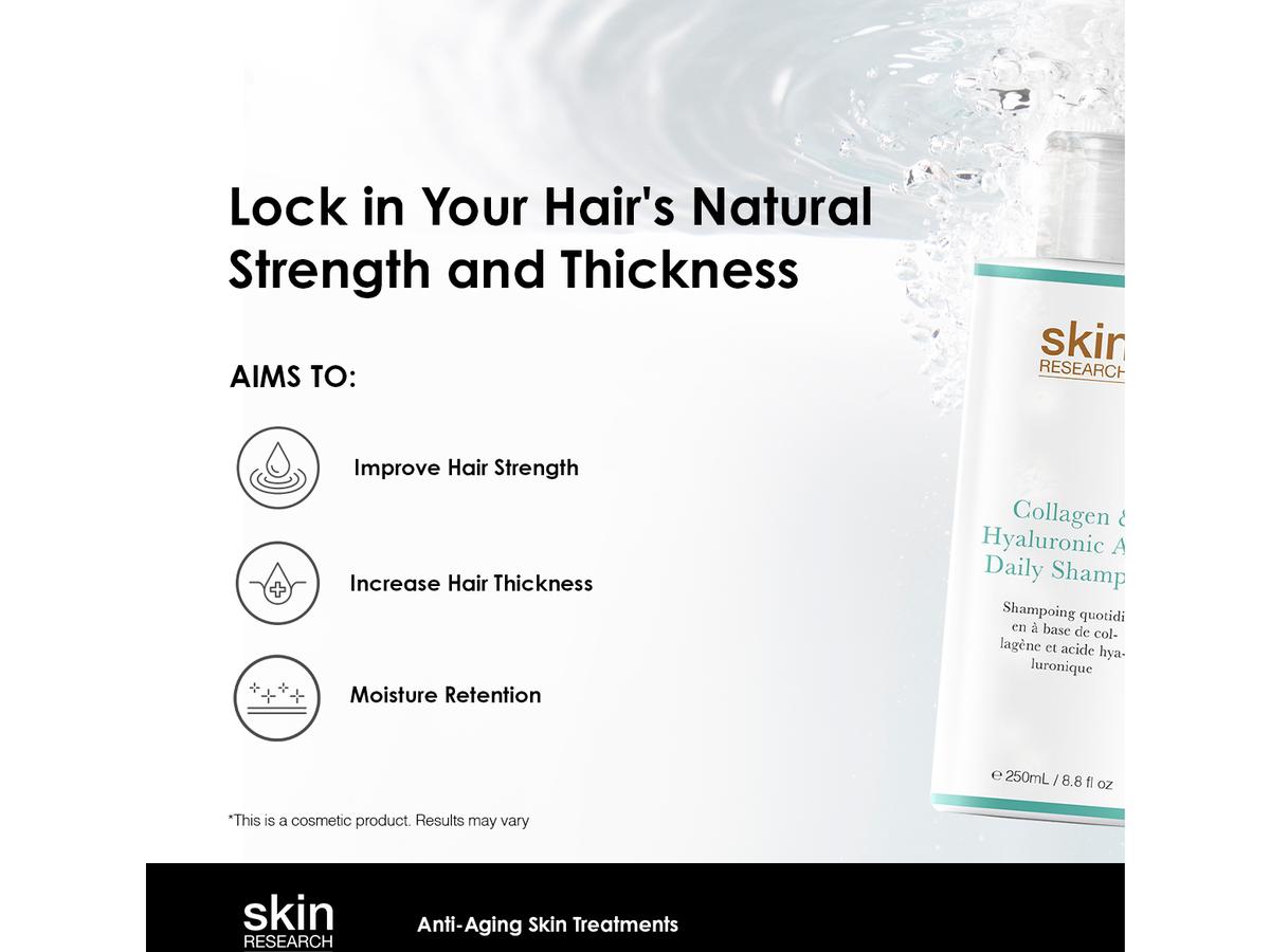 Skin Research Daily Shampoo - Collageen en Hyaluronzuur - 250 ml - Transparant