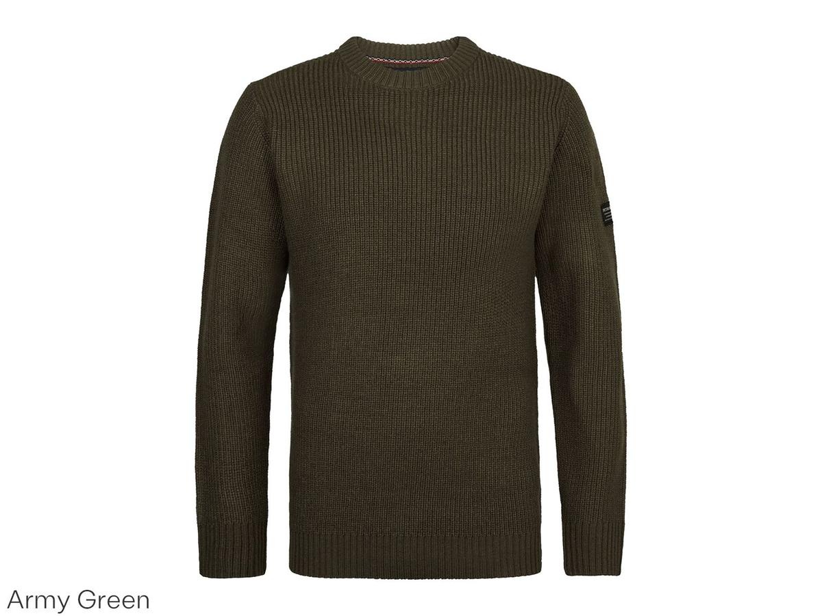 Petrol Gebreide Trui met Ronde Hals - Basic Design - maat XXL - Army Green