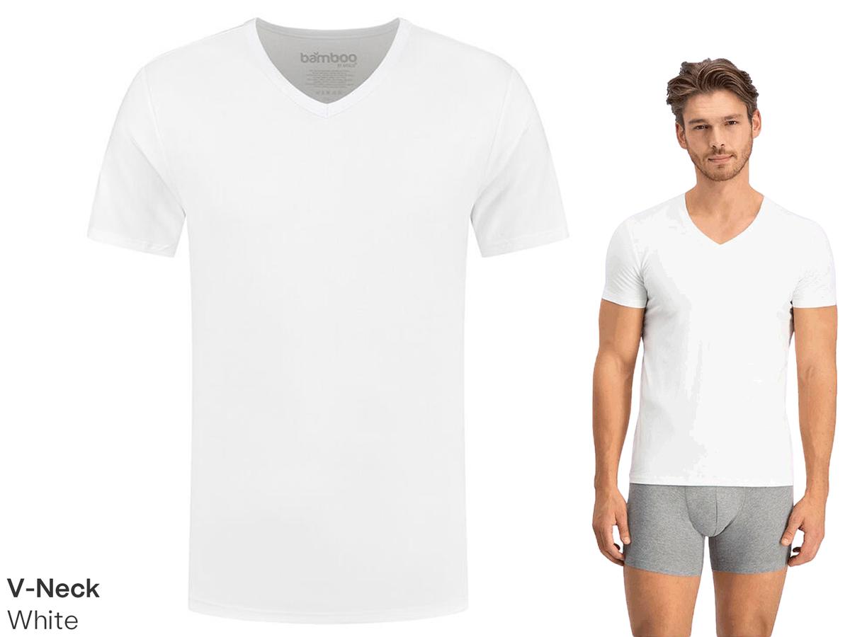 Bamboo Elements T-Shirt L White 2pk - Extra Lange Bamboe Heren T-shirts met V-Hals