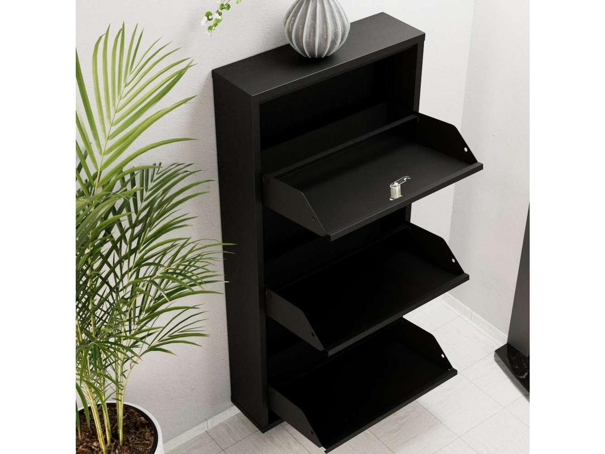 Kalune Metalen Schoenenkast - 3 Vakken - 50 x 103 cm - Zwart