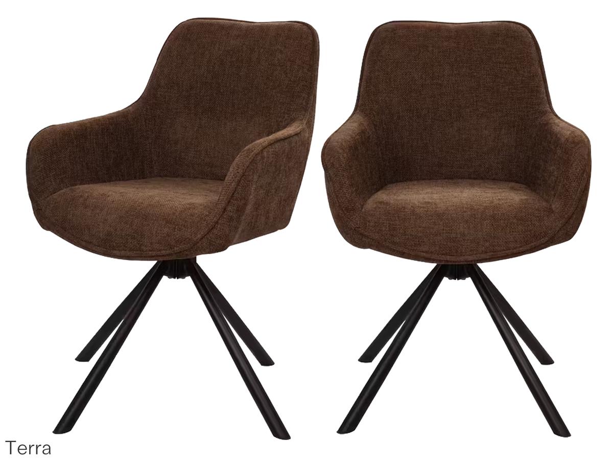Dutchbone Oliver Draaibare Eetkamerstoel - Terra Stof - Duo Set