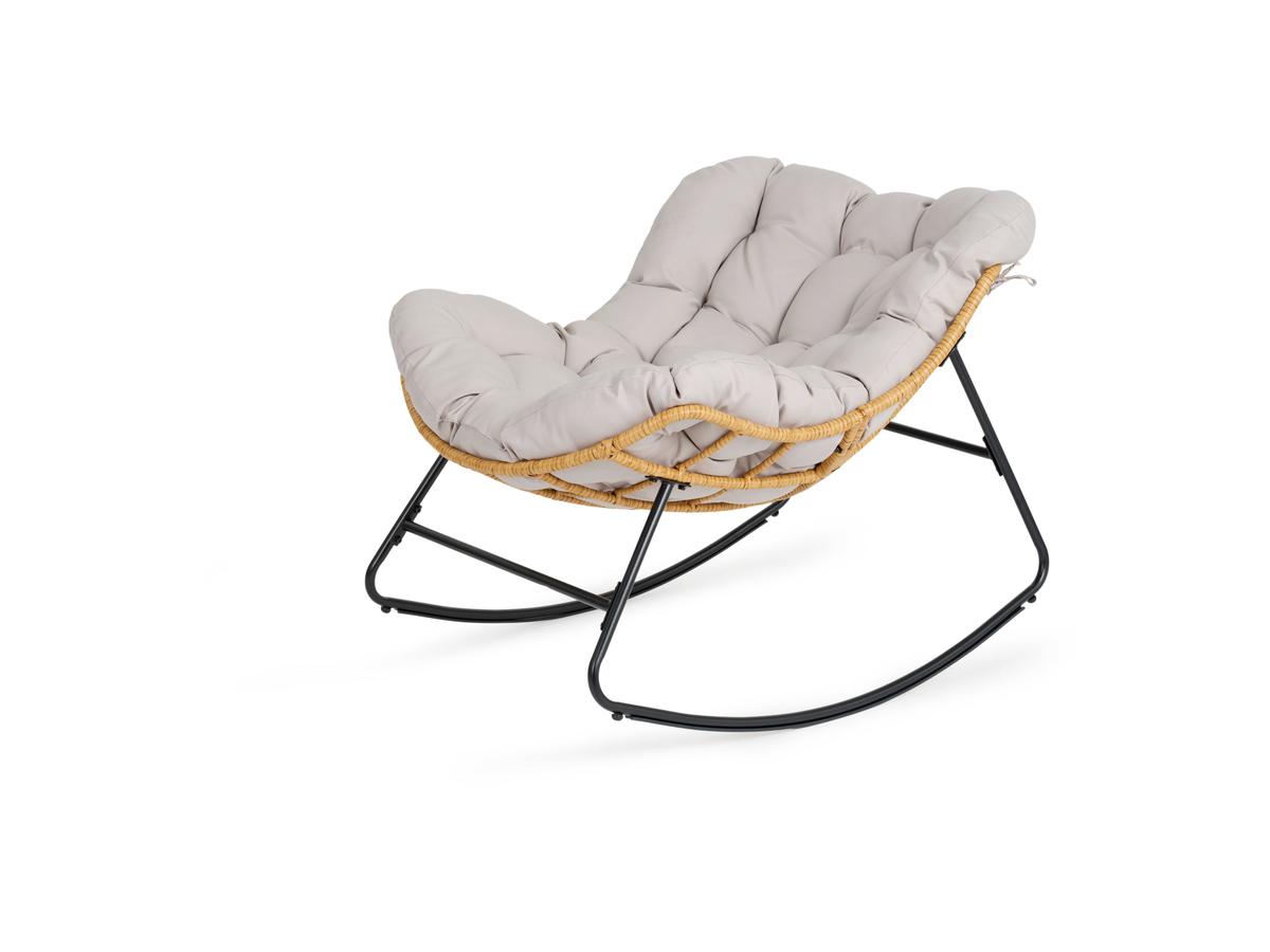 Lifa Garden Rotan Rocking Stoel met Kussen - Naturel - 110x70x90 cm