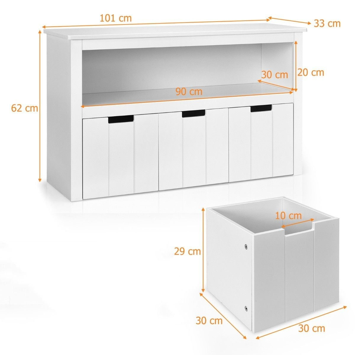 Coast Opbergkast met 3 Lades - 101 x 33 x 62 cm - Wit