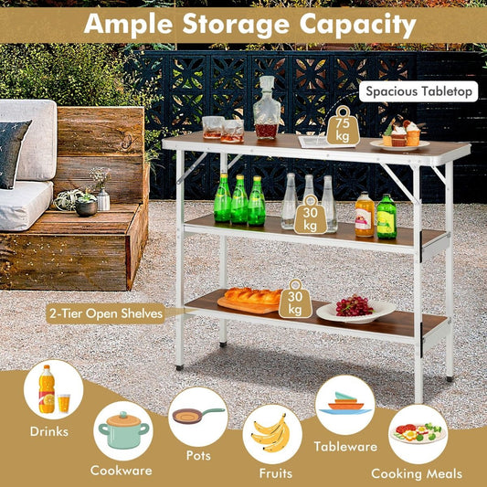 Coat Opvouwbare Campingtafel - inclusief Draagtas - Lichtgewicht - 110 x 38 x 88 cm - Bruin/Zwart