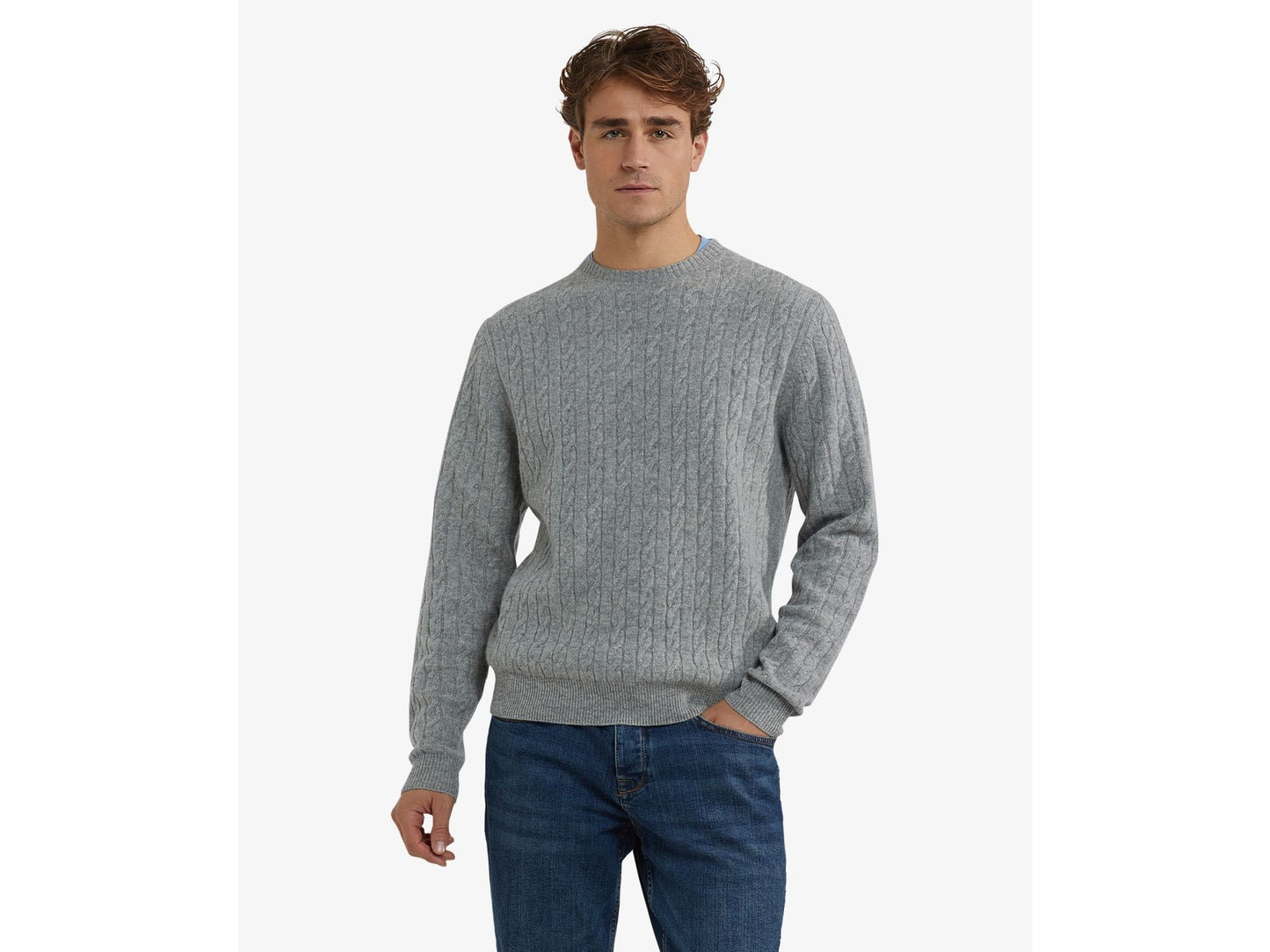 McGregor Cable Crew Neck Sweater Medium Grey Melange - Maat S