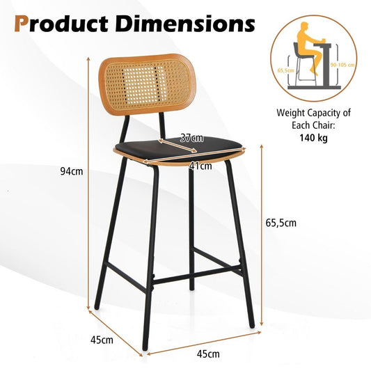Coast Barkruk Set van 2 - Max. 140 kg - Rotan - 45 x 45 x 94 cm - Rotan