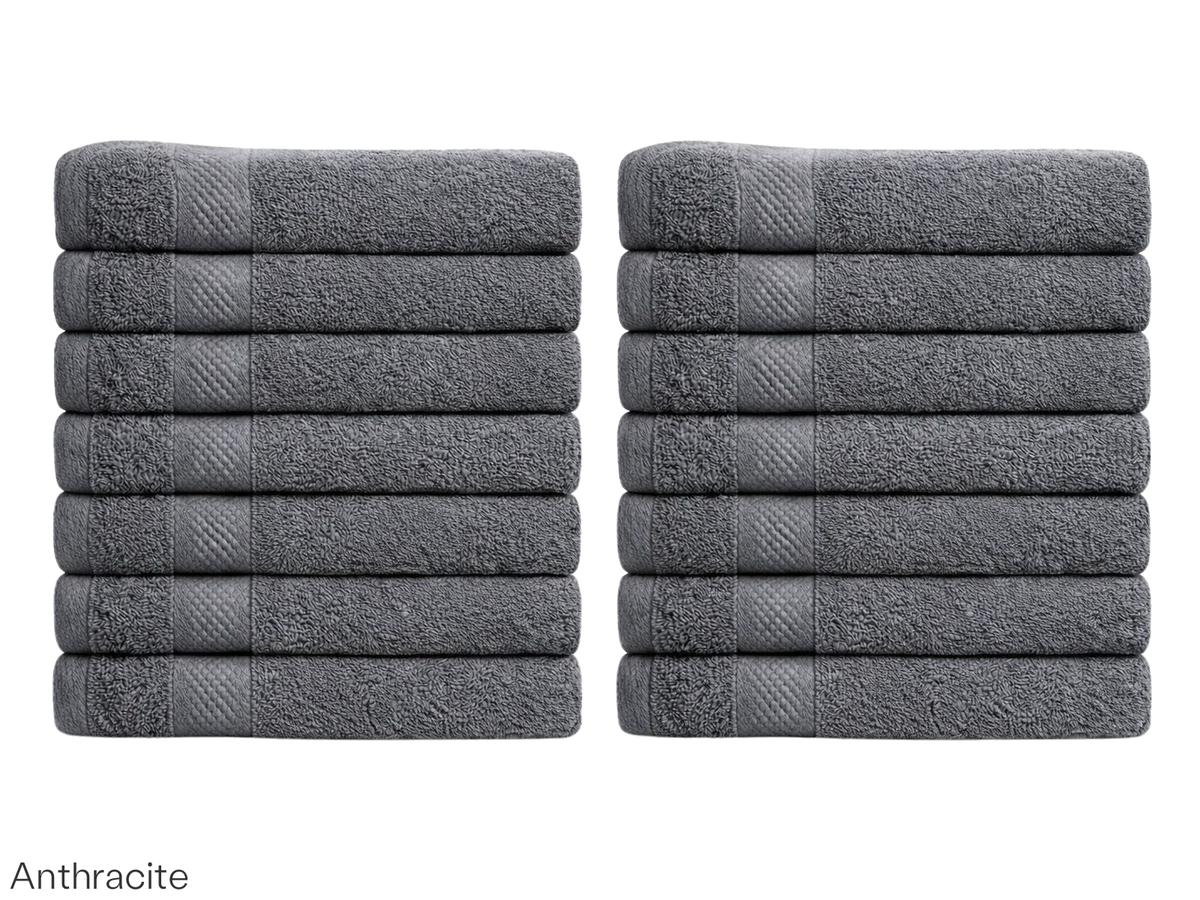 Lotus Handdoek 14x - 50 x 100 cm - Antraciet - Set van 7x 2 stuks 500gr