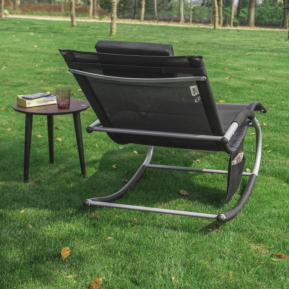 SoBuy Comfortabele Swingstoel Set Van 2 - Zwart - Metalen Frame