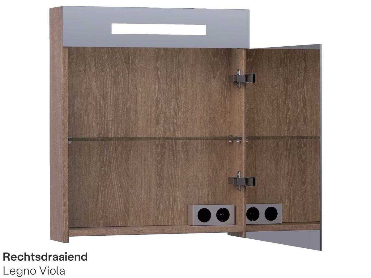 Brauer Double Face 60 Spiegelkast - 60 cm - Hoogglans Grijs - Rechtsdraaiend