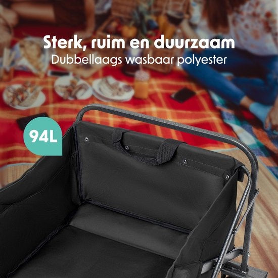 LifeGoods Bolderkar - Opvouwbaar - 80KG Draagkracht - 94L - Wasbaar Polyester - Zwart