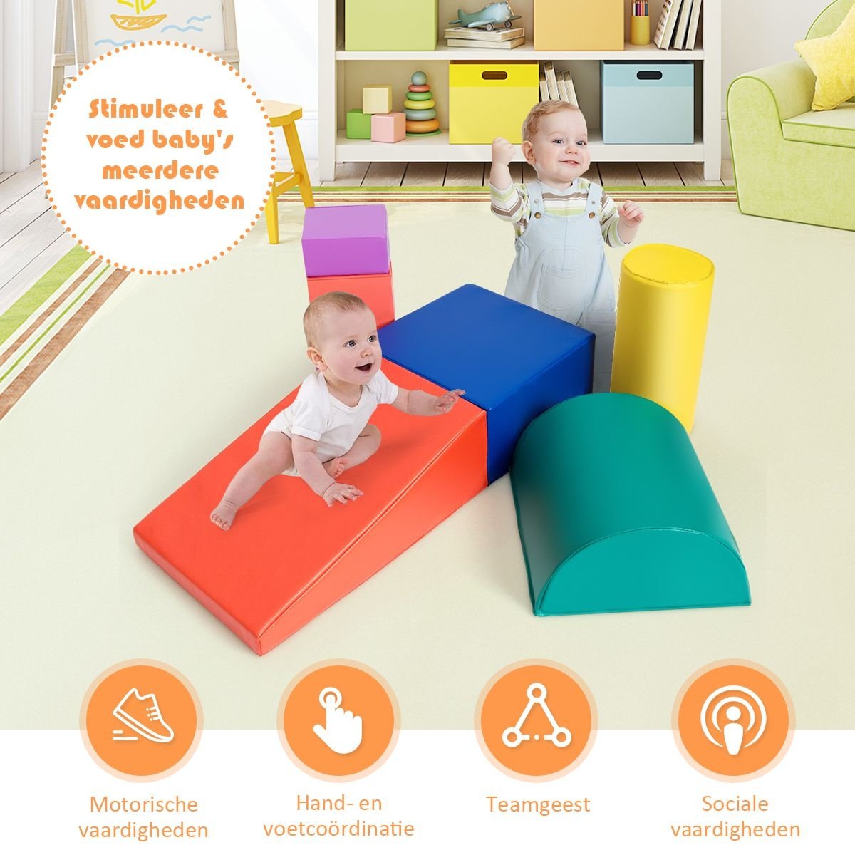 Coast 6-delige Foam Bouwstenen Set - Bouwblokken voor Kinderen - Kleurrijk