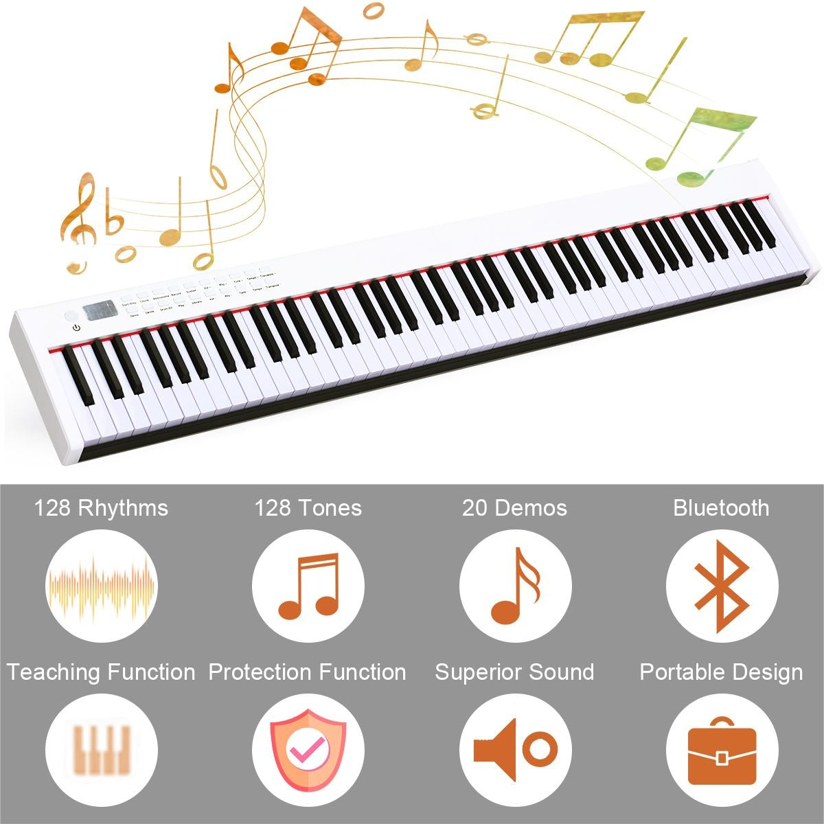 Coast Digitale Piano met 88 Toetsen Draagbaar Inclusief Tas - Wit