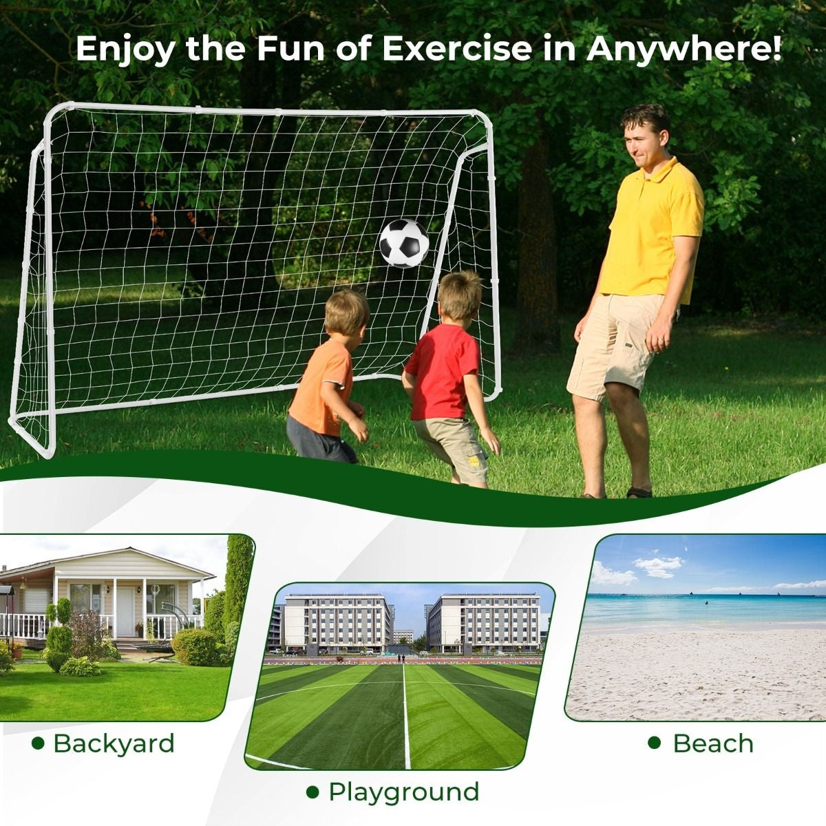 Coast Voetbaldoel - met 6 Grondpennen - Weerbestendig - 215 x 152 cm - Wit