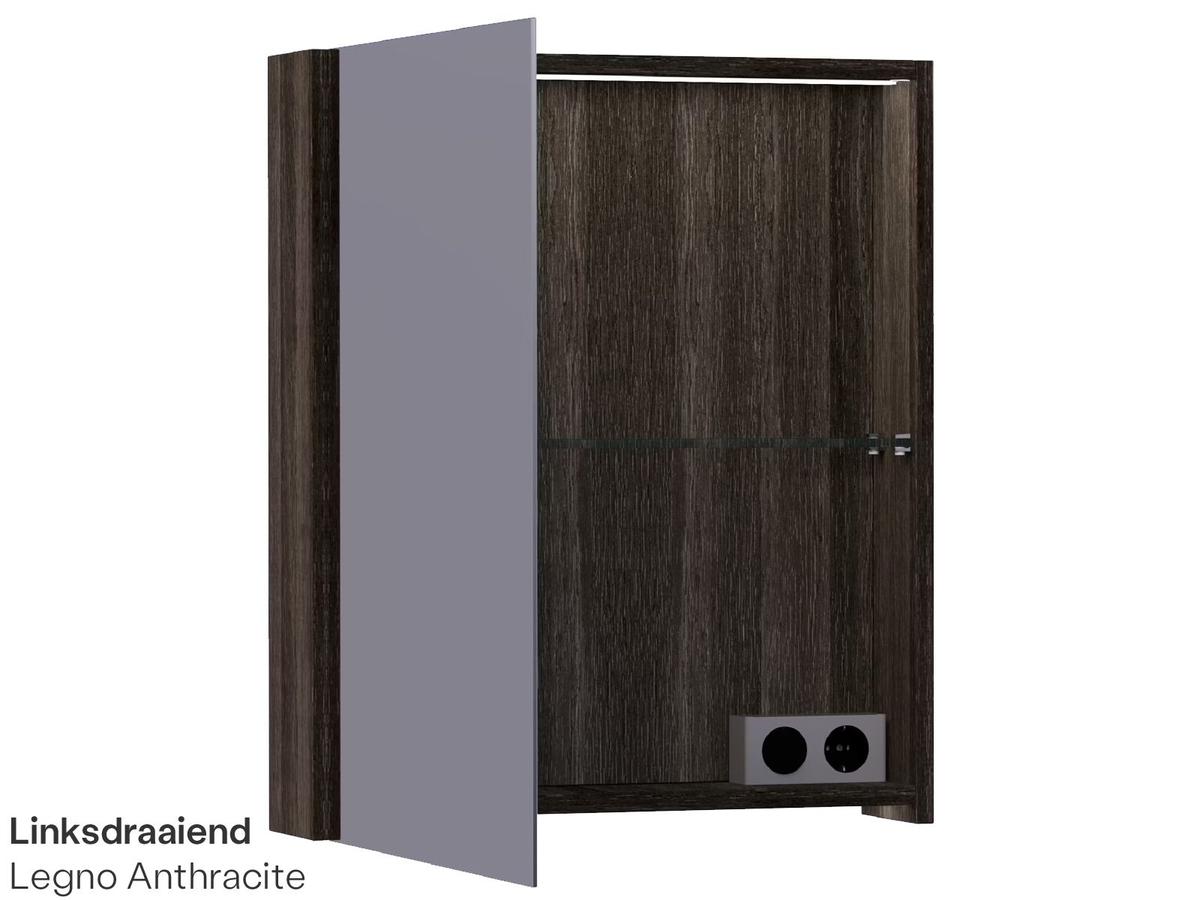 Brauer Dual 60 Black Wood Spiegelkast - 60 cm - Linksdraaiend