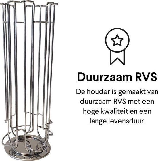 Zindoo Koffie Capsulehouder - Koffiecups standaard - 24 cups - Capsule - Dolce Gusto - Draaibaar - Koffie - Espresso - Metalen standaard - Anti-slip - Cup dispenser - Pad organizer - Zilverkleurig - Capsule houder koffie