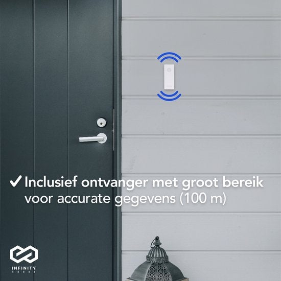 Infinity Goods Weerstation - Weersverwachting - Hygrometer - Binnen en Buiten - Temperatuur - Luchtvochtigheid - Draadloze Buitensensor - 100M bereik - Zwart