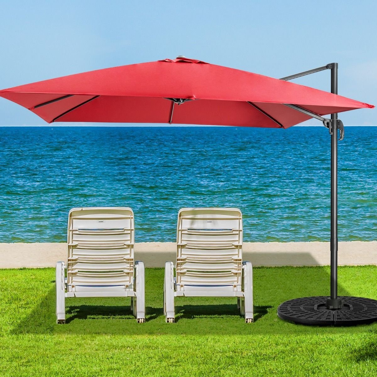 Coast Zweefparasol - Kantelbaar - 300 x 300 x 273 cm - Wijnrood
