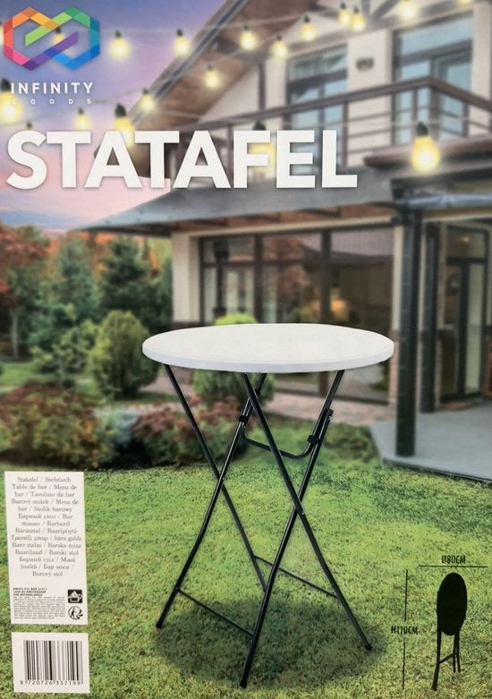 Infinity Goods 2 Stevige Statafels - Partytafel - Robuust en Weersbestendig - Inklapbaar - 80cm x 110cm - Feest - Wit/Grijs