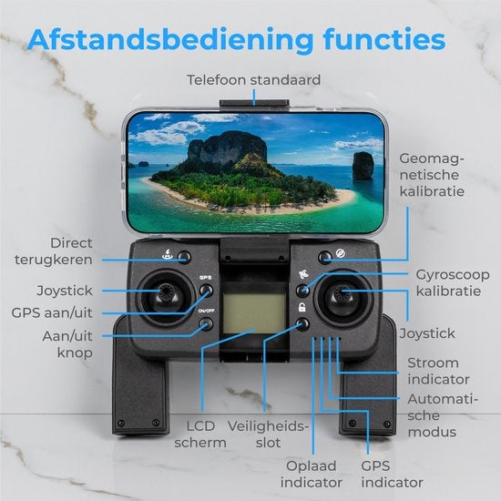 Nuvance - Drone met Camera en GPS - 1080p Mini Camera - Inclusief Opbergtas en 2 Accu's