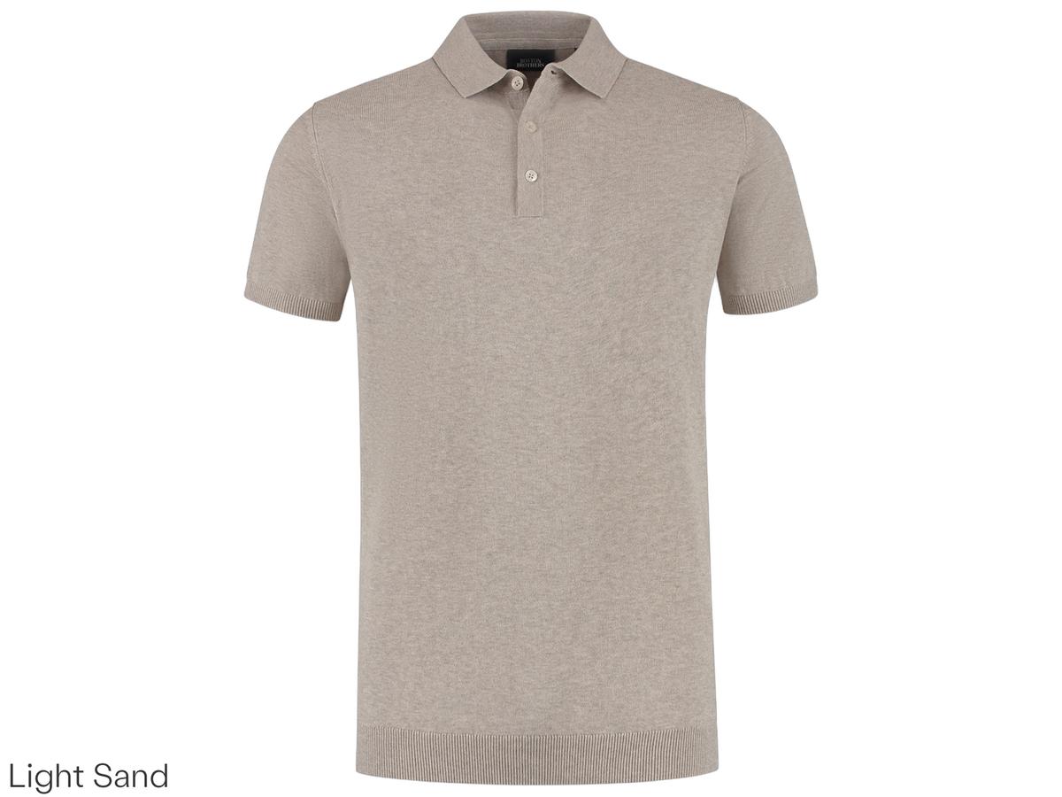 Boston Brothers Gebreid Poloshirt Lt Brown BBO36S500-0000-9002 - Comfortabel en Stijlvol