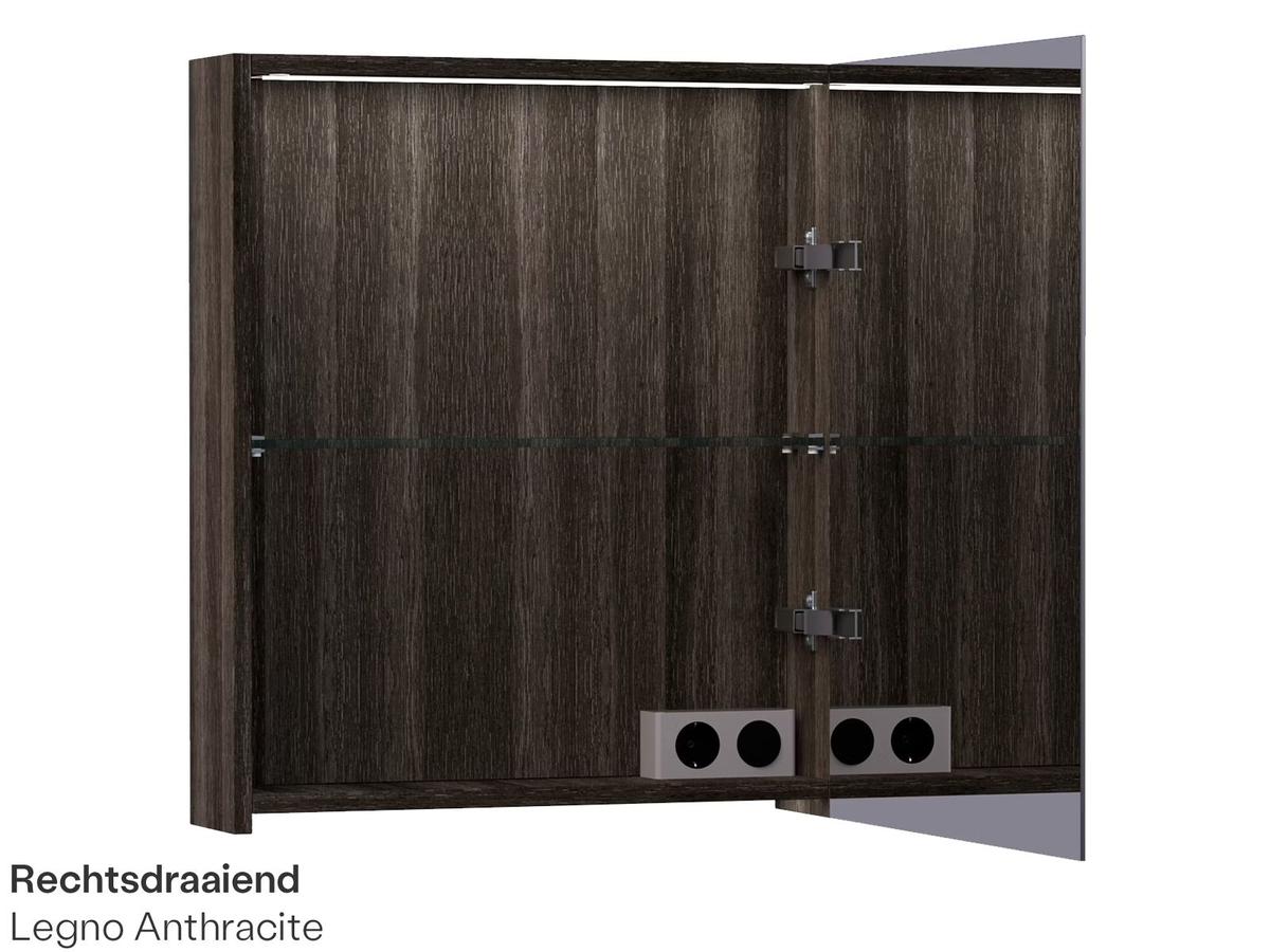 Brauer Dual 60 Black Wood Spiegelkast - 60 cm - Linksdraaiend