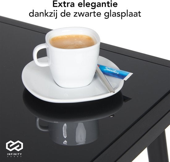 Infinity Goods Tuinset – Incl. Bank, 2 Stoelen & Glazen Tafel – Zwart/Antraciet