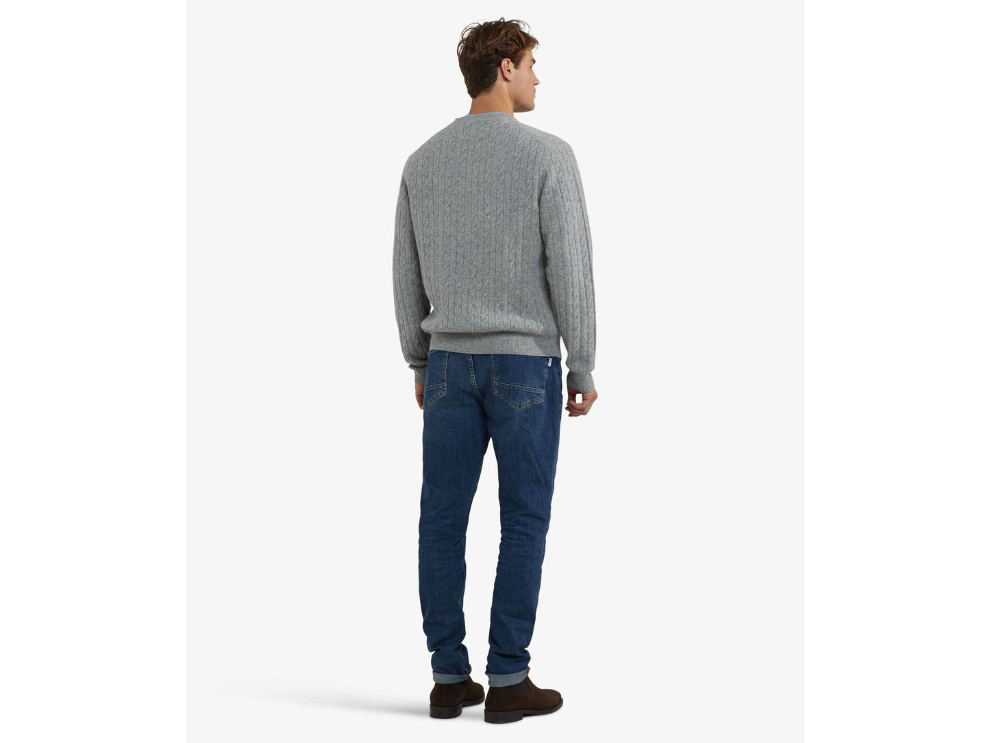 McGregor Cable Crew Neck Sweater Medium Grey Melange - Maat S