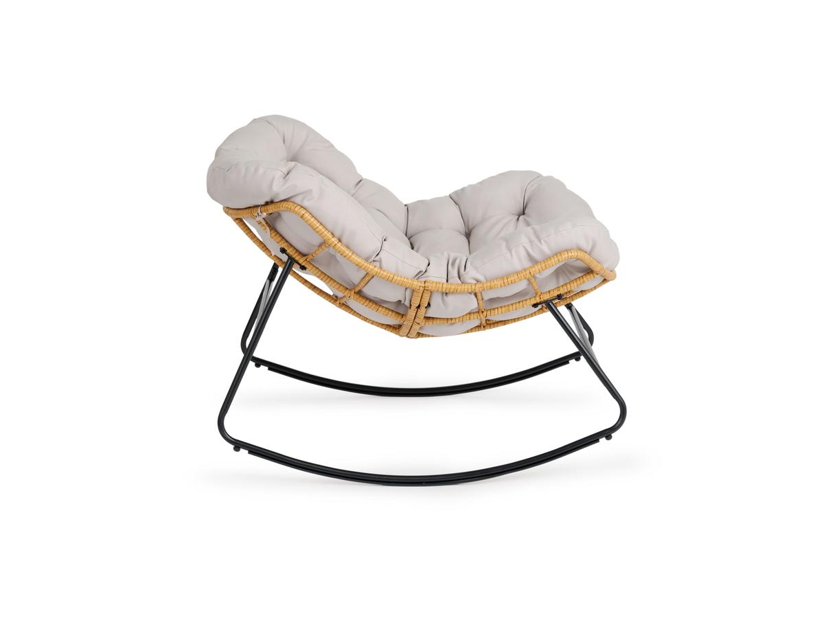 Lifa Garden Rotan Rocking Stoel met Kussen - Naturel - 110x70x90 cm