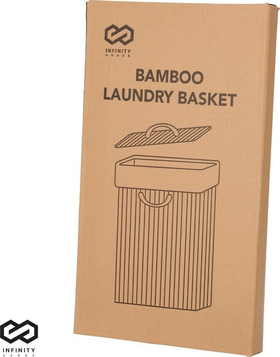 Infinity Goods Bamboe Wasmand met Deksel - Wassorteerder - Wasbare katoenen waszak - Handvatten - 72 Liter - Natuurlijk Bruin