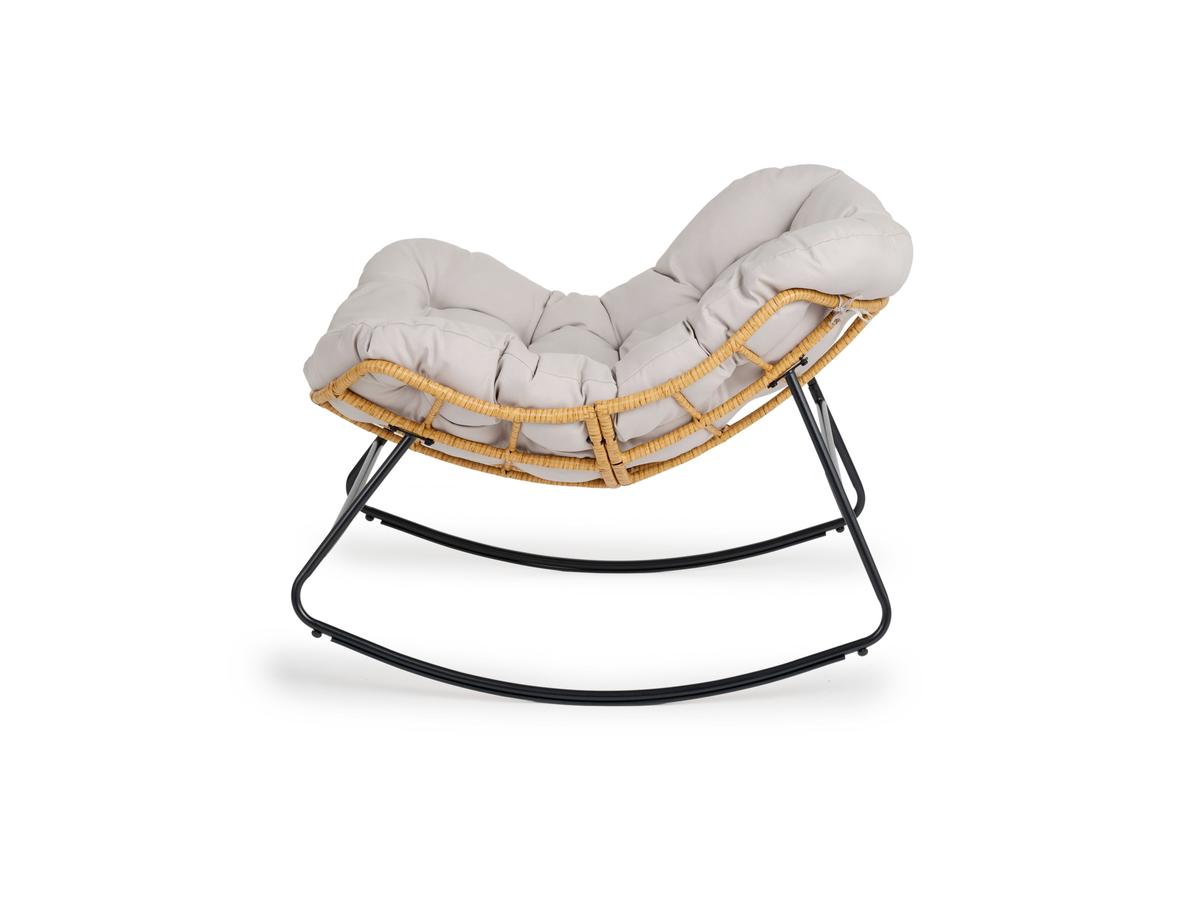 Lifa Garden Rotan Rocking Stoel met Kussen - Naturel - 110x70x90 cm