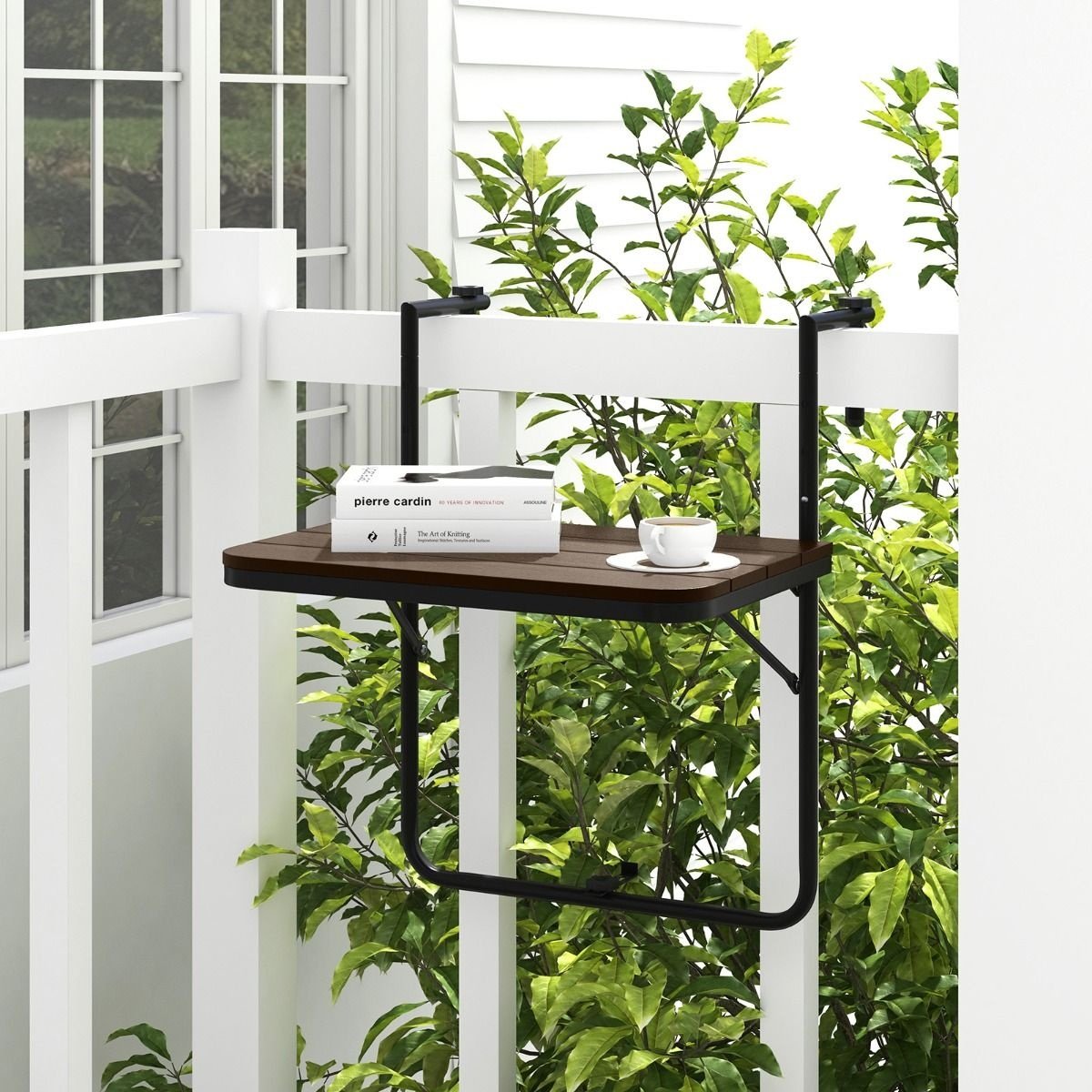 Coast Balkontafel - hangend - Max. 30 kg - Zwart / Bruin - 63 x 60 x 84 cm