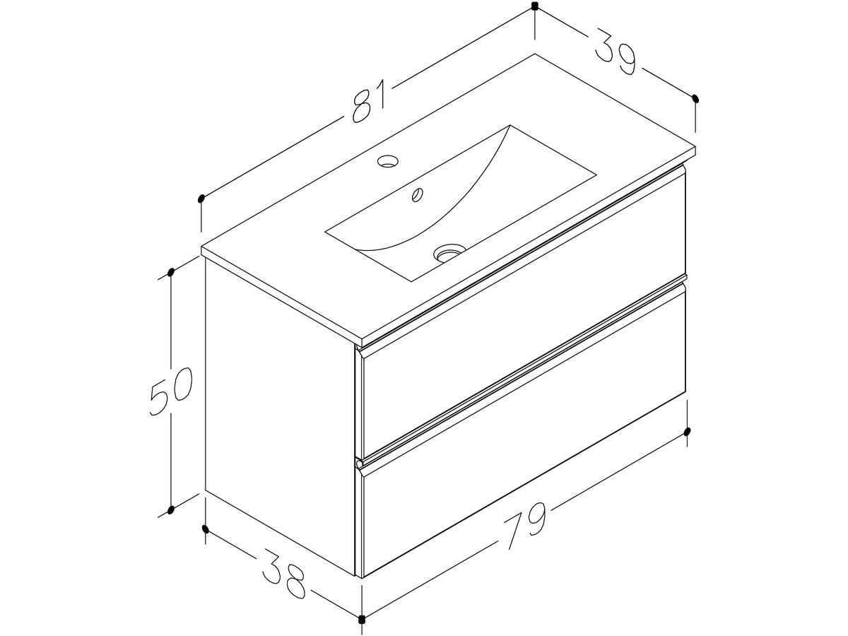 Kame Match Badmeubelset met Spiegel - Mat Wit - 80x81 cm