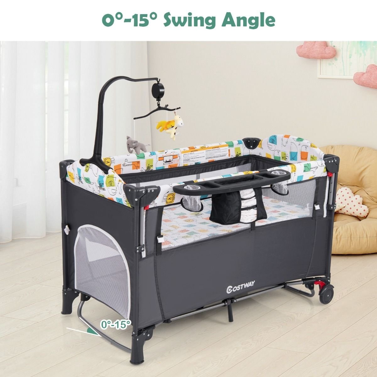 Coast Multifunctionele Baby Ledikant - 76 x 108,5 x 83 cm - Grijs