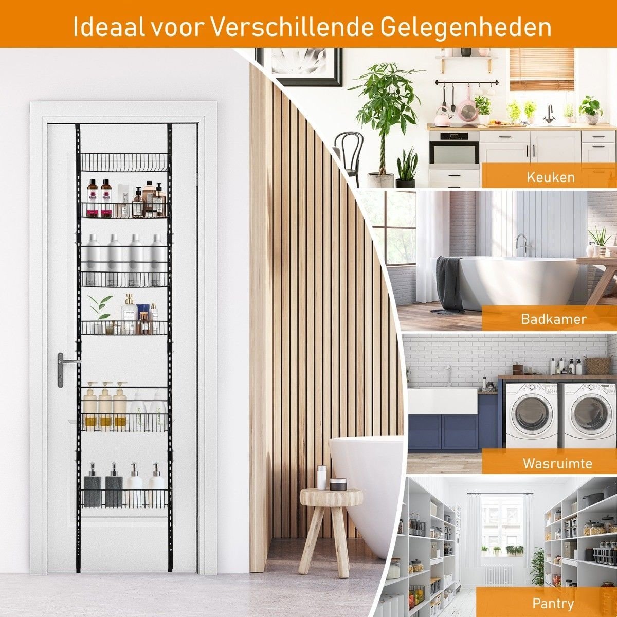 Coast Opslagrek - 6 Laags - 43 x 13 x 196,5 cm - Zwart - Ijzer