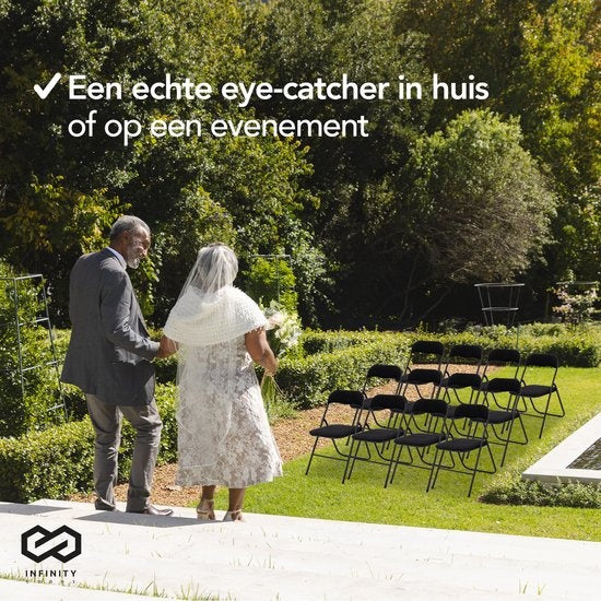 Infinity Goods Klapstoelen - Set van 4 - Vouwstoelen - Fluweel - Eettafelstoelen - Opklapbare Stoelen - 43 x 47 x 80 CM - Stoelen - Zwart